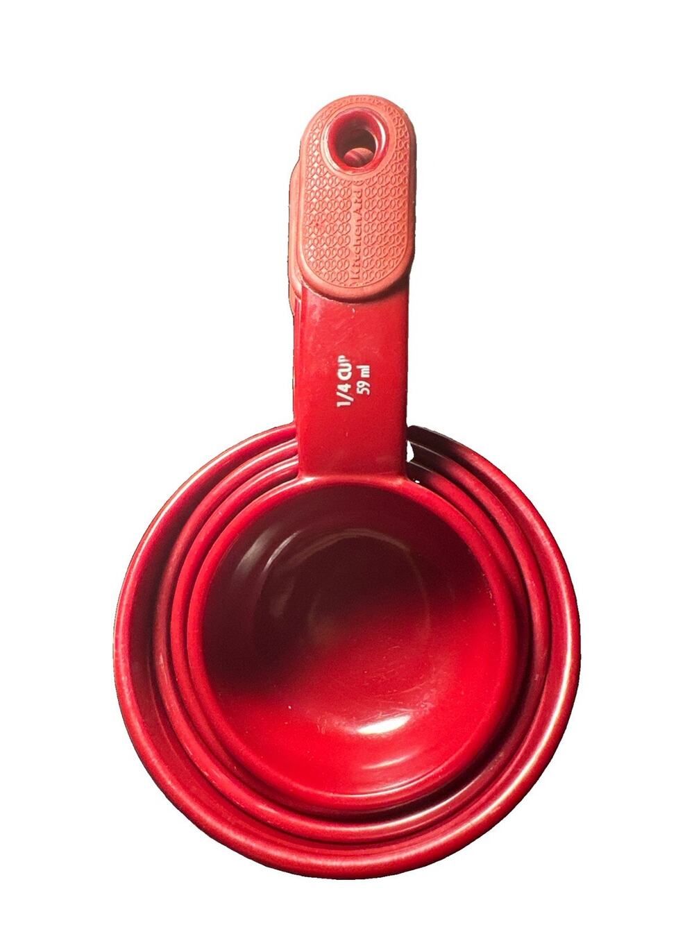 KitchenAid Set of Four Measuring Cups Rubber Grip Red Kitchen Aid Cooking Baking